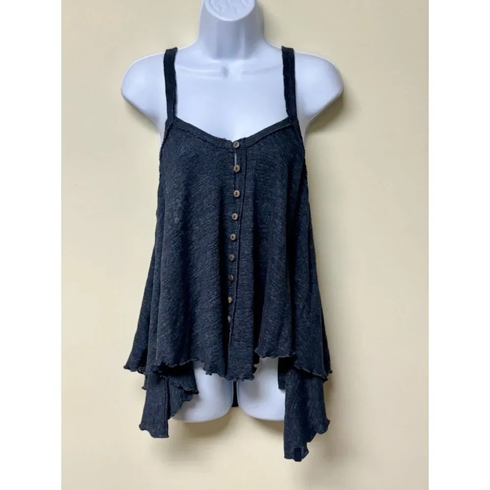 FREE PEOPLE We The Free Dream Weaver Tank Coconut Shell Buttons, Sz S